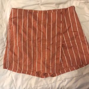 High waist tan & stripe skort